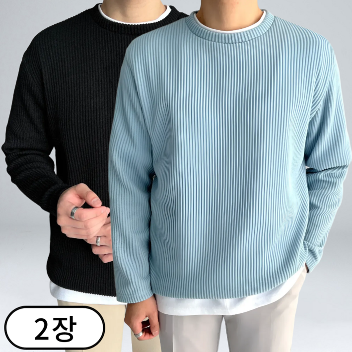 11 이브 남녀공용 오버핏 골지 라운드 니트 맨투맨 빅사이즈 L5XL 6332