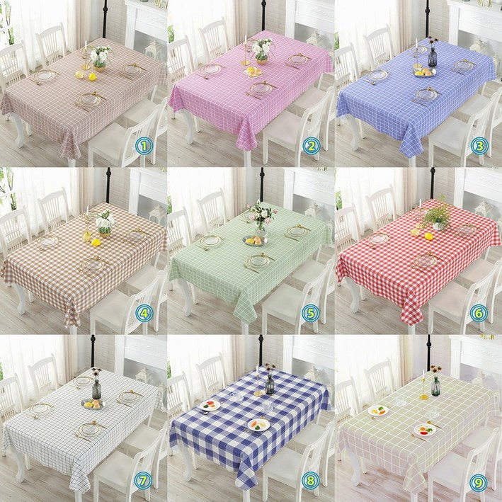 깽구 식탁보 방수 고급체크 테이블보 10종, 타입4, 1개, 90 x 140 cm