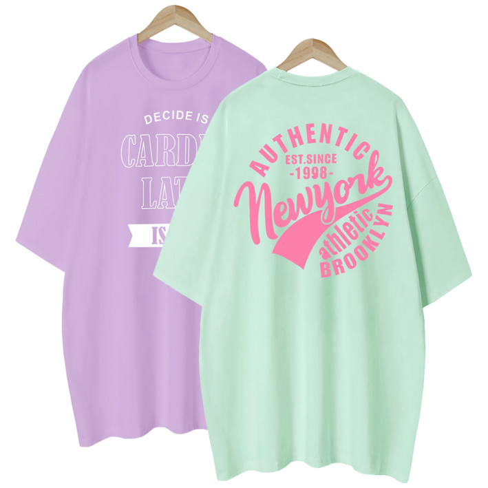 여성용 롱티 프린팅 레터링 여성 여자 반팔 티셔츠 루즈핏 편안한 빅사이즈 티