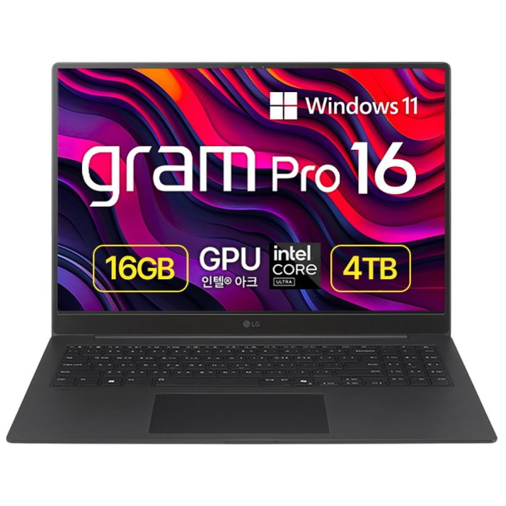 LG전자 2025 그램 프로 16 코어Ultra5 루나레이크, 메탈그레이, 4TB, 16GB, WIN11 Home, 16Z90TS-GS56K
