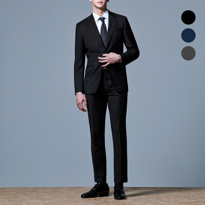맨잇슈트 남성용 솔리드 포멀핏 베이직 정장 상하의 세트