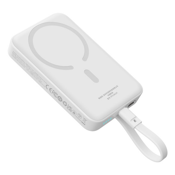 베이스어스 3in1 마그네틱 미니 유무선 보조베터리 C타입 30w, 단일상품, 화이트