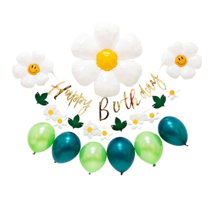 파티쇼 데이지 생일 캘리 가랜드 풍선 세트, 그린파티, 1세트