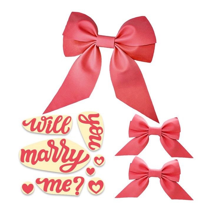 멜로우스토리 프로포즈 웨딩카 리본 세트  레터링 스티커 윌유메리미
