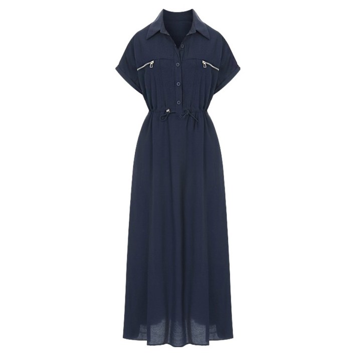 페이지플린 버튼 스트링 카라 롱 원피스 S5BOP039C