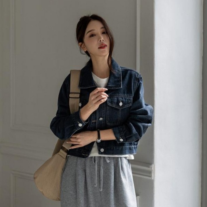 여성용 브리진 세미크롭 데님 자켓 53JK823