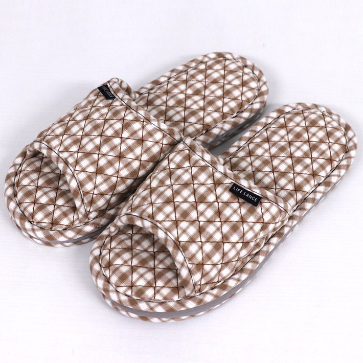 라이프란스 3중쿠션 층간소음 면 슬리퍼, 브라운, 1개