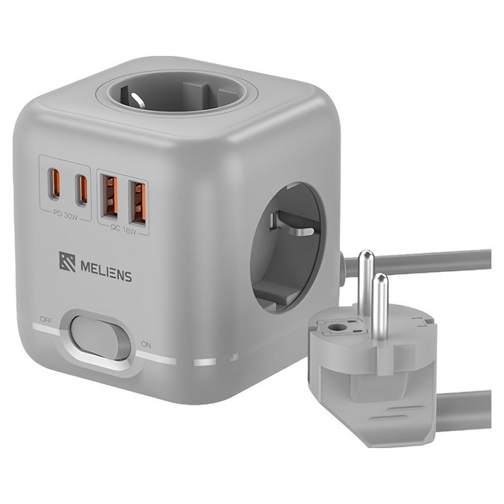 멜리언스 USB C타입 4구 4000W 고용량 PD 30W 고속 가정용 큐브 멀티탭 MLOLC01, 1개