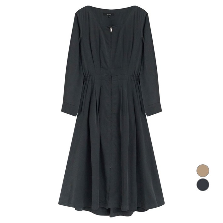 온앤온 여성용 스퀘어넥 허리밴딩 집업 원피스