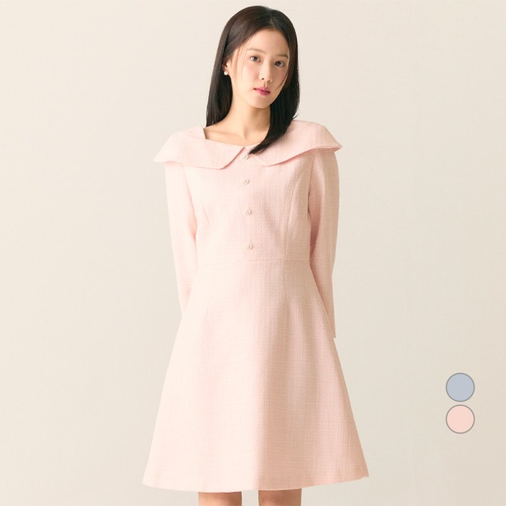 로엠 여성용 오프숄더 트위드 미니원피스