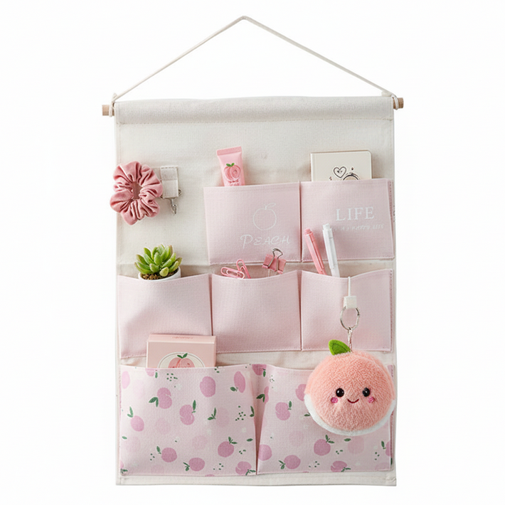 라이프템 벽걸이 행거 다용도 수납 정리함 7칸, 피치