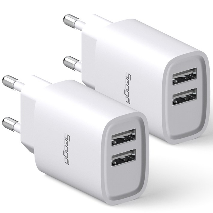 서가 듀얼 2포트 멀티 USB 충전기 어댑터, 화이트, 2개 서가 듀얼 2포트 멀티 USB 충전기 어댑터, 화이트, 2개