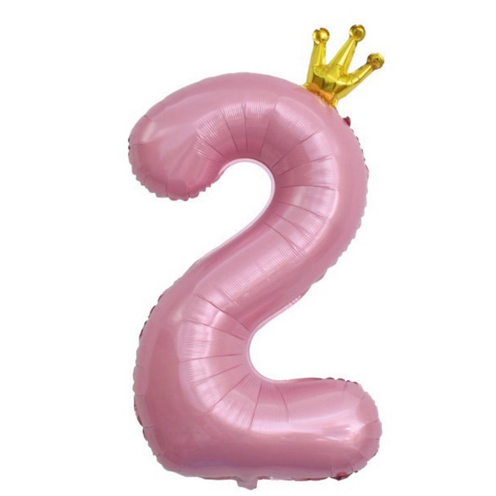 이자벨홈 생일파티 왕관 숫자 풍선 2 초대형, 핑크, 1개 이자벨홈 생일파티 왕관 숫자 풍선 2 초대형, 핑크, 1개
