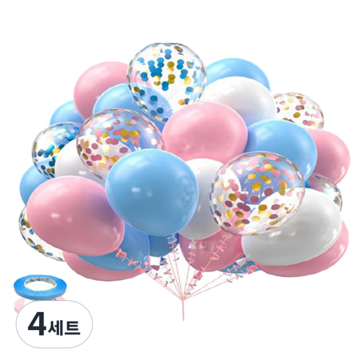 만들하비 컨페티 풍선 30p 세트, 블루핑크랜덤발송, 4세트