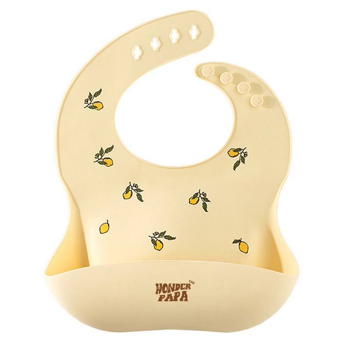 원더파파 유아용 실리콘 방수 이유식 턱받이, 바닐라 레몬, 1매, 1개