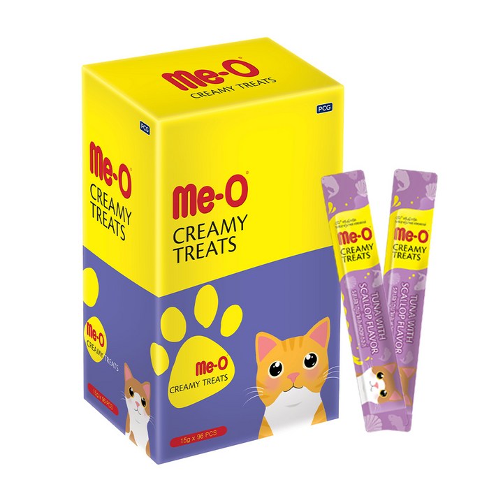 MeO 크리미 고양이 간식 96p, 참치  가리비 혼합맛, 15g, 96개