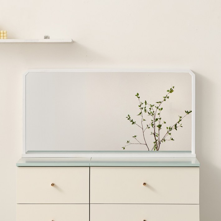 이즈하임 와이드 서랍장 스탠드 화장대 거울 1000, 화이트