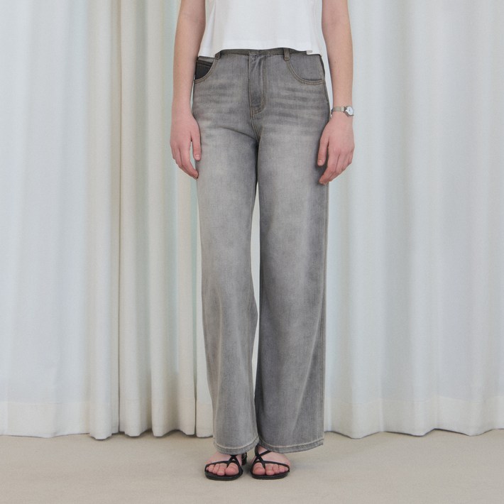 쥬시쥬디 여성용 워싱 블록 스트레이트 데님팬츠 JZDP321L