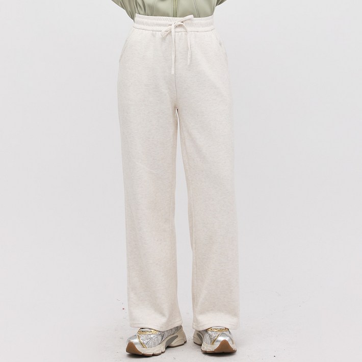 엘쏘 여성용 소프트 기모 이지웨어 밴딩 와이드 바지