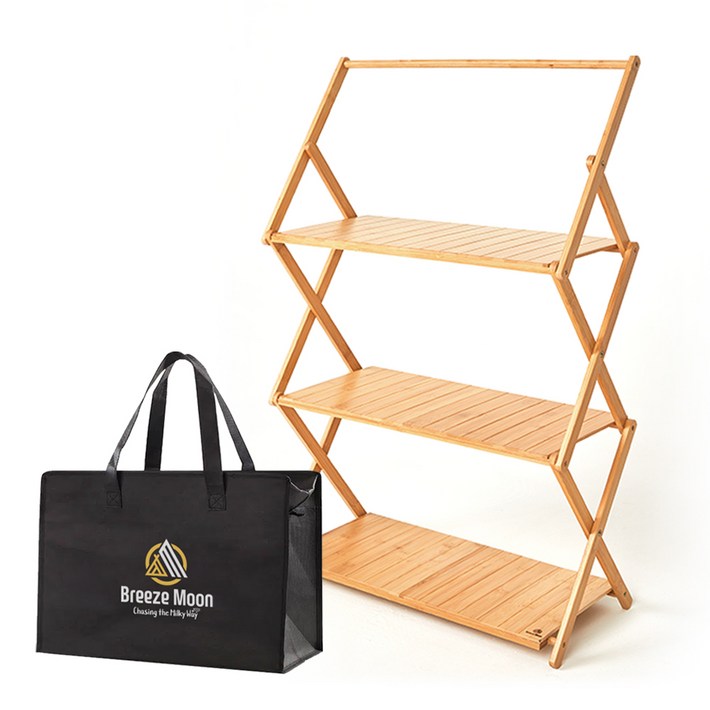 브리즈문 캠핑 선반 우드쉘프 2세대 와이드 행어형  고급 가방 세트