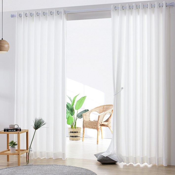 휴인홈 비침없는 울트라도톰 아일렛형 쉬폰 커튼 2p