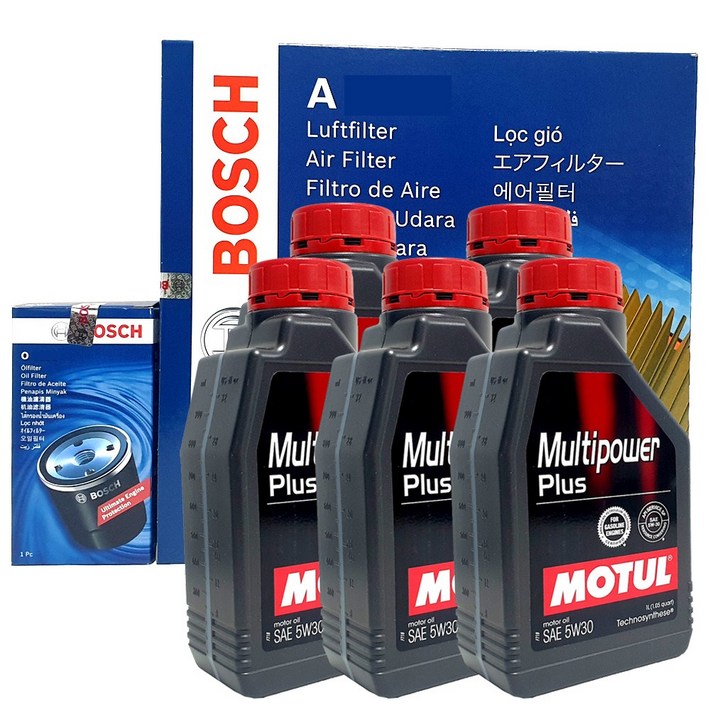 보쉬 올뉴말리부 2.0 SIDI Turbo 가솔린 엔진오일 교환 셋트 필터  합성유 모튤 O0355A30065W30 5L, 5개, 5w30, 1L