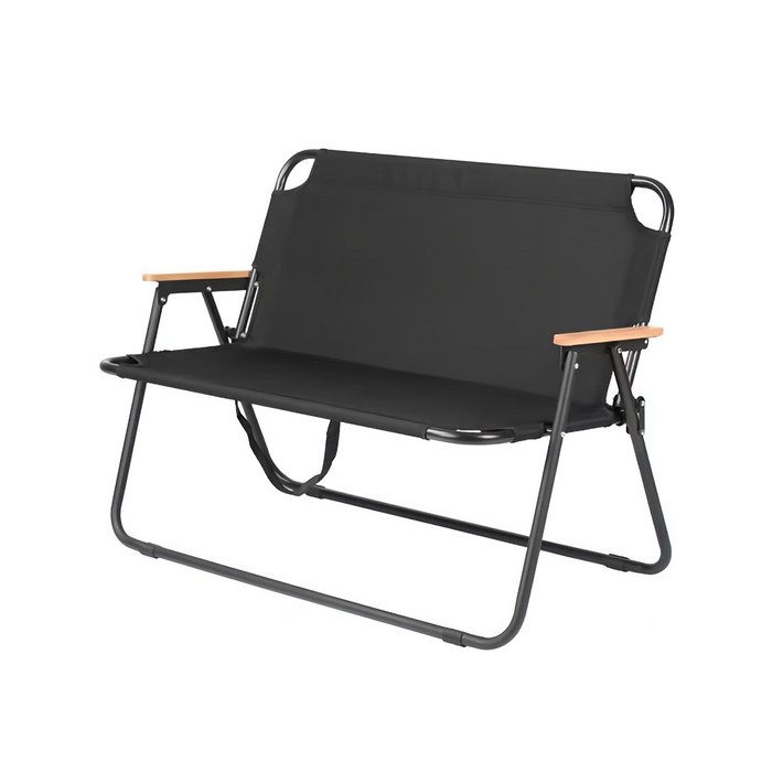 접이식 캠핑의자 2인용 야외 캠핑 낚시용 휴대용 경량 간이의자 캠핑용품 테이블 세트, 1개, 블랙