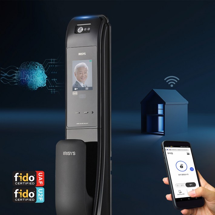 아이리시스 얼굴인식 도어락 링크온 IFP-7080 IoT / Wi-Fi 스마트 원격 제어 푸쉬풀 현관문 방화문 안면인식 디지털 도어록