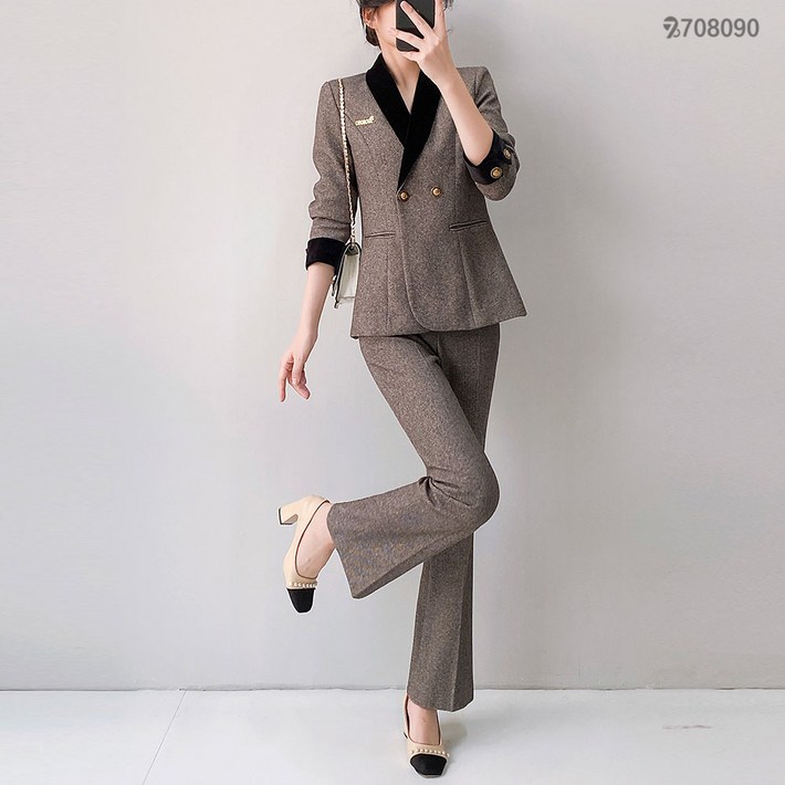 708090 여성 면접복장 터틀넥 오피스룩 자켓