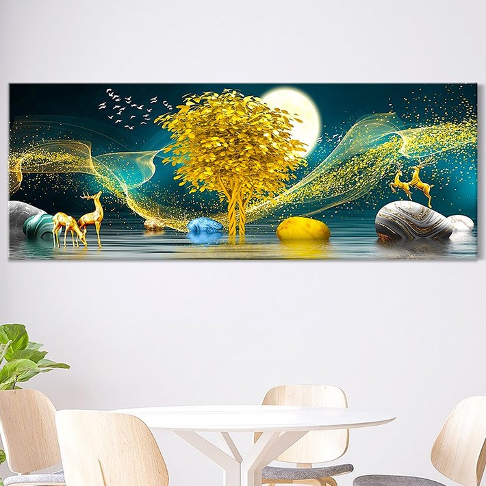 인메이블 돈들어오는 황금 돈나무 그림 거실 풍수 인테리어 대형 와이드 캔버스 액자 집들이 개업 선물