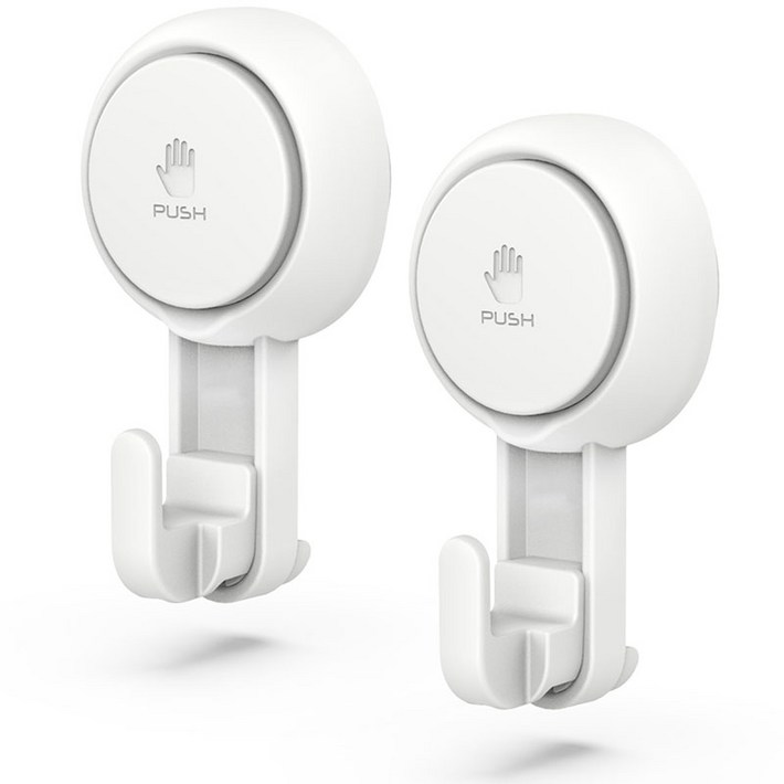 지구인 무타공 흡착식 후크 다용도 걸이, L형고리, 2개, L형화이트