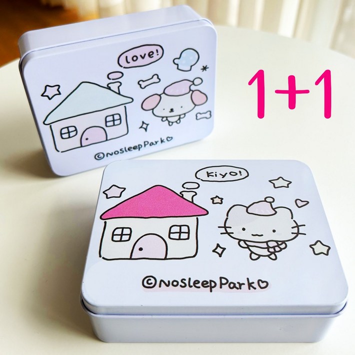 냥이 멍이 틴케이스 수납 정리함 수납박스 악세사리 케이스, 1개 냥이 멍이 틴케이스 수납 정리함 수납박스 악세사리 케이스, 1개