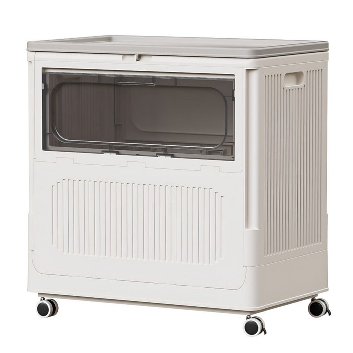 수납하마 대용량 접이식 리빙박스 정리함 멀티수납 간편이동바퀴, 블랙, 1개