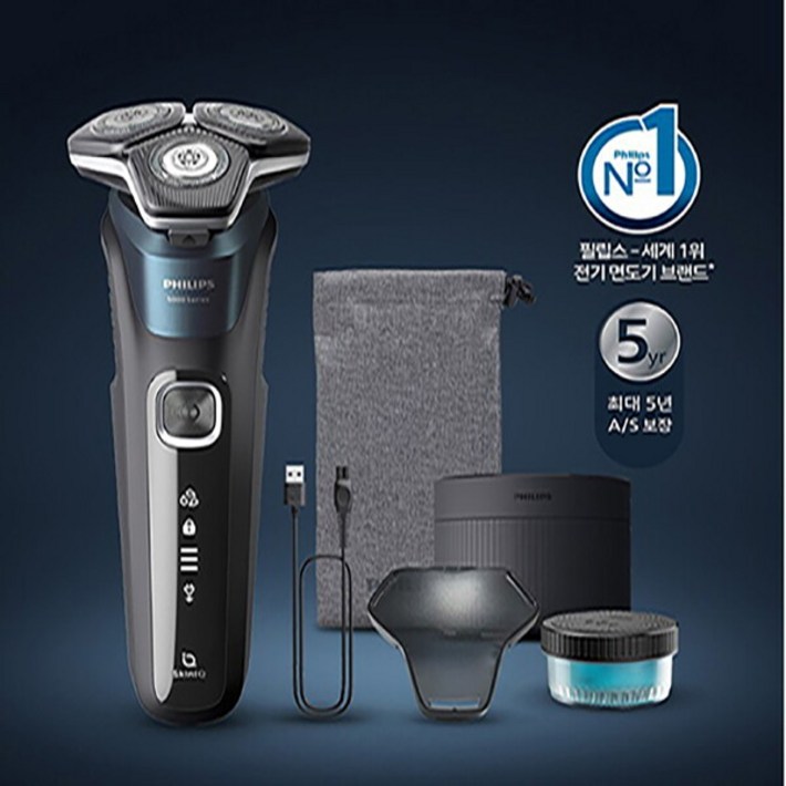 필립스 전기면도기 SkinIQ 5000 시리즈 일렉트릭 블루 S588973