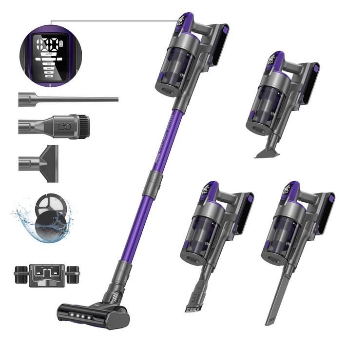 Redroad X18 4in1 자립형 500W BLDC모터 무선 스틱청소기 33Kpa 강한 흡입력 1.6L 원터치 먼지통 먼지 감지 시스템 4단 여과 해파 필터, X18