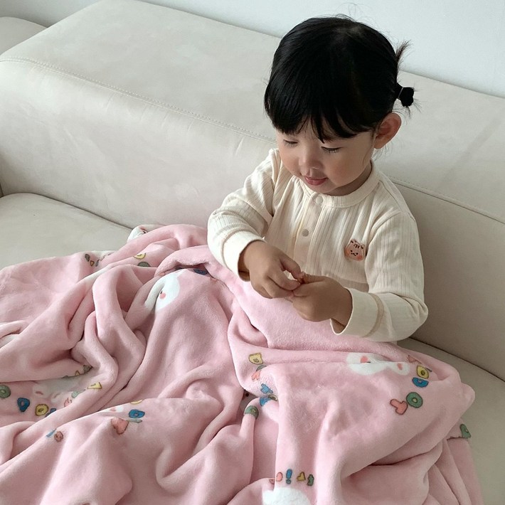 돗투돗 코지 밍크 극세사 아기 블랭킷 겨울 담요, 베이비바니핑크