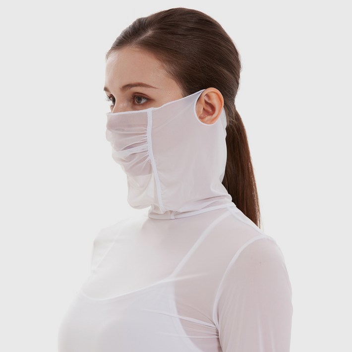 루핏스포츠 여성 UV차단 쿨 냉감 골프 귀걸이 매쉬 마스크 이너웨어 티셔츠 (일체형)