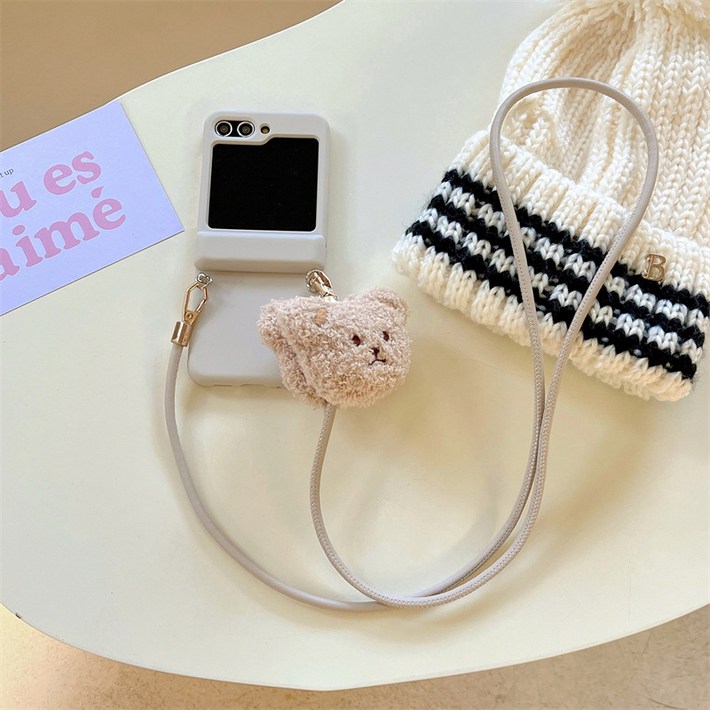 DDOKD Z플립 힌지보호 곰돌이 인형 카드수납 목걸이 스트랩 폰케이스