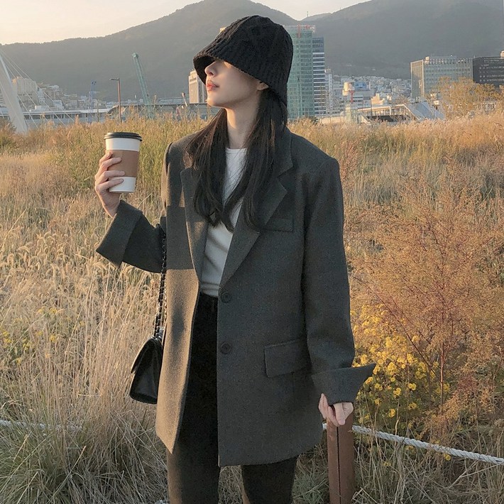 국내 자체 제작 마로나 모직 싱글 투버튼 자켓