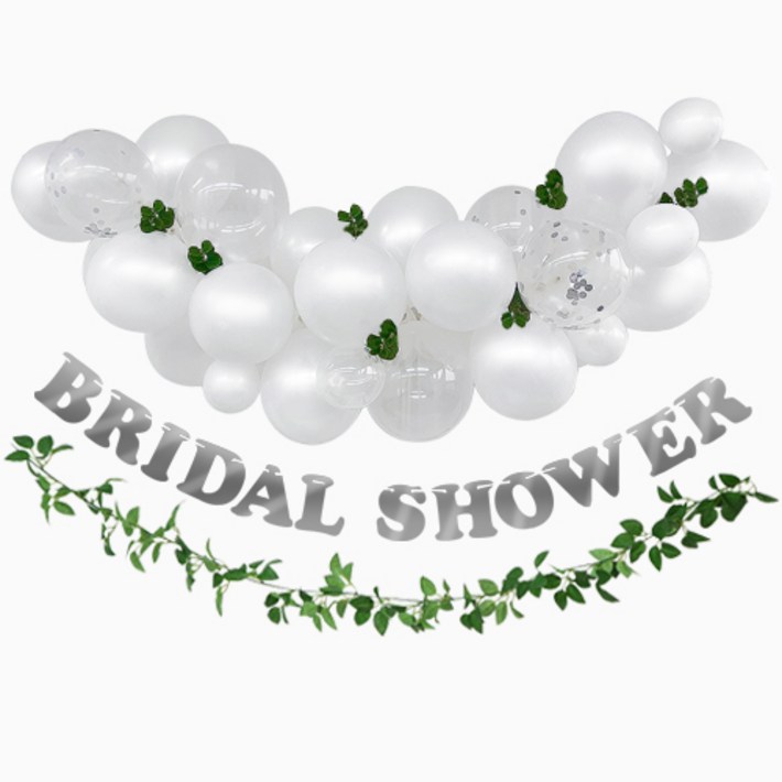 브라이덜 샤워 화이트 풍선 가랜드 세트 홈 파티 용품 장식 소품, BRIDAL SHOWER 가랜드  화이트 벌룬 세트, 1세트