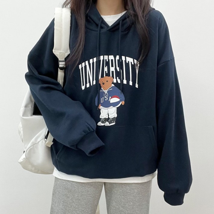 [사계절,간절기,기모]유니베어후드티