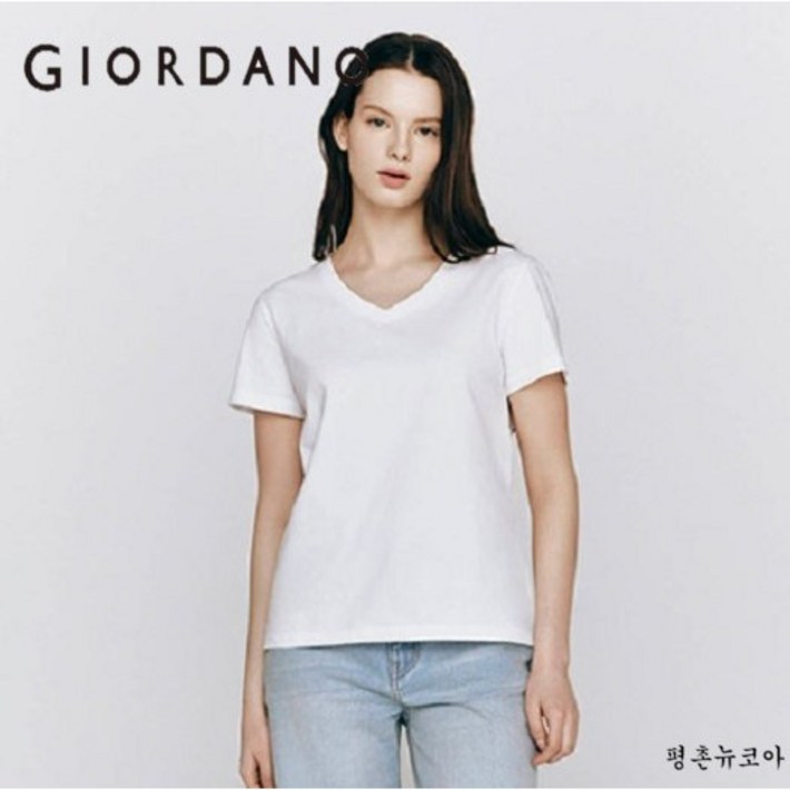 지오다노_평촌_ [여성] 베이직한 30수 코튼 브이넥 반팔 티셔츠_32445519