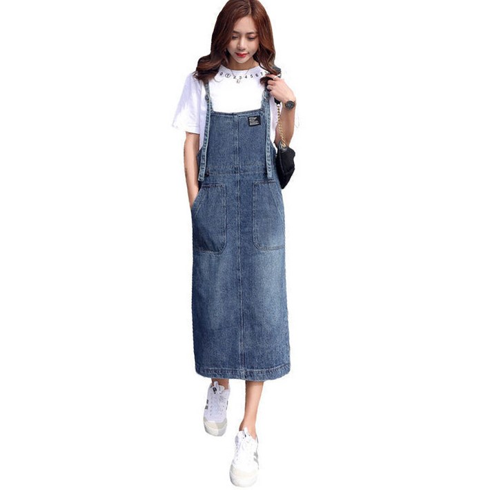 여성용 데님 멜빵 롱원피스 튜닉 빅 포켓 원피스 뉴타임즈 O088Y257 여성용 데님 멜빵 롱원피스 튜닉 빅 포켓 원피스 뉴타임즈 O088Y257