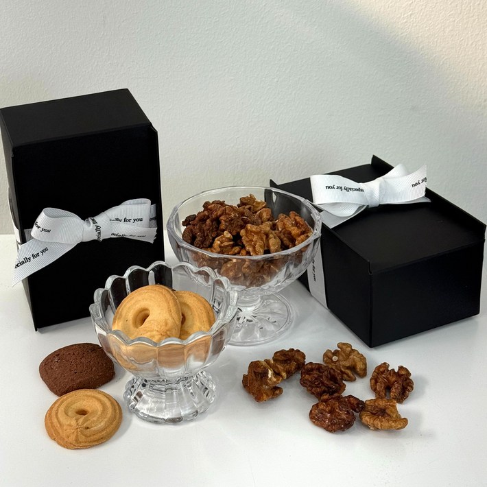 답례품 선물세트 행사 단체 쿠키 수제 호두정과 결혼식 돌잔치 조문, 5세트, 블랙앤화이트