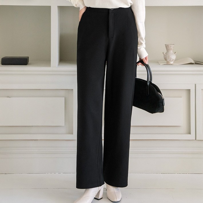 코코라벨라 여성 일자 뒷밴딩 스판 와이드 슬랙스