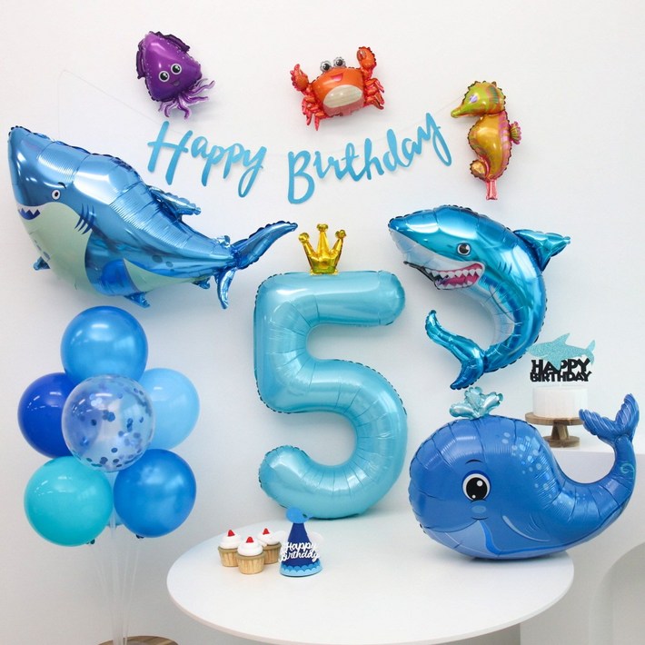 이벤트홀릭 상어 고래 풍선 생일파티세트 이벤트홀릭 상어 고래 풍선 생일파티세트