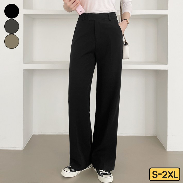 여리진 여성용 편안한 데일리 베이직 일자 슬랙스 팬츠  빅사이즈까지 3color