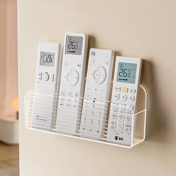 프리라이프 TV 에어컨 리모컨 거치대 정리함 수납함 아크릴 벽걸이 무타공 접착식