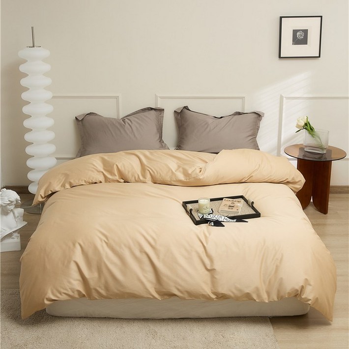 실크질감 고밀도 순면 100수 이불커버 호텔식 무지