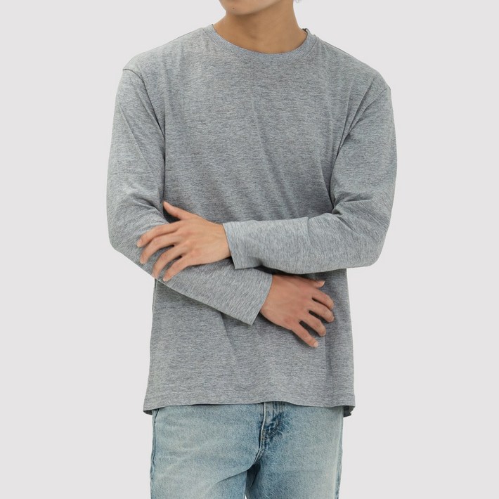 111 순면 100 남여공용 긴팔 티셔츠 무지 라운드 흰티 면티 긴팔티